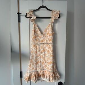 MINKPINK White and Orange Floral Mini Dress